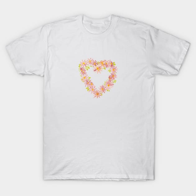 Pink Daisy Chain Heart T-Shirt by JessicaRose